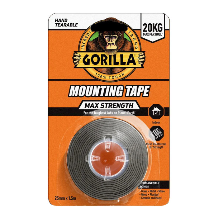 Monteringstejp Extra Stark 1,5 m x 25 mm Svart Gorilla